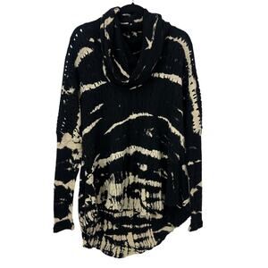 XCVI cowl neck pullover size XS tie dye black tan oversized lagenlook